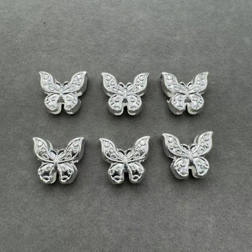 Zinc Alloy šperky Korálky, Zinek, Motýl, barva stříbrná á, DIY, 100PC/Bag, Prodáno By Bag