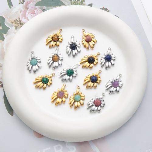 Gemstone Pendants Jewelry with 304 Stainless Steel DIY Sold By PC