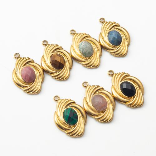 Gemstone Pendants Jewelry with 304 Stainless Steel DIY Sold By PC