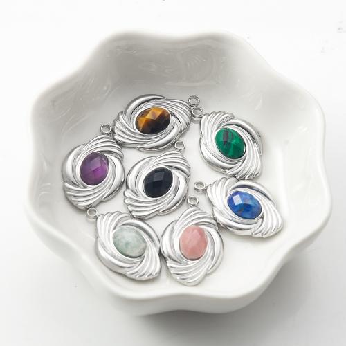 Gemstone Pendants Jewelry with 304 Stainless Steel DIY Sold By PC