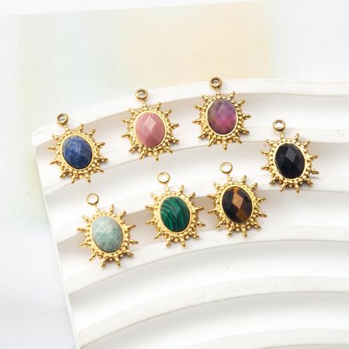 Gemstone Pendants Jewelry with 304 Stainless Steel DIY Sold By PC