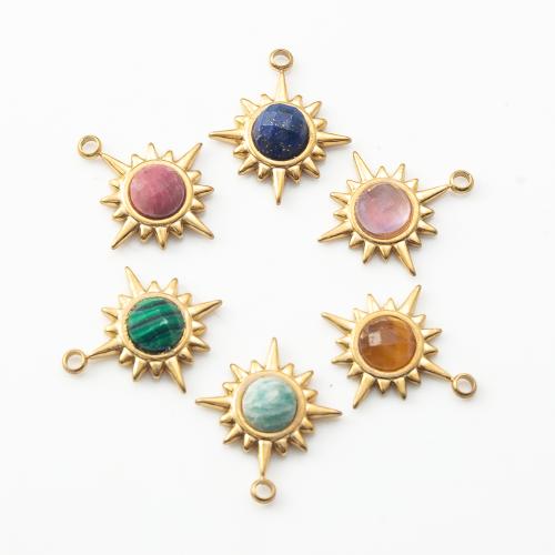 Gemstone Pendants Jewelry with 304 Stainless Steel DIY Sold By PC