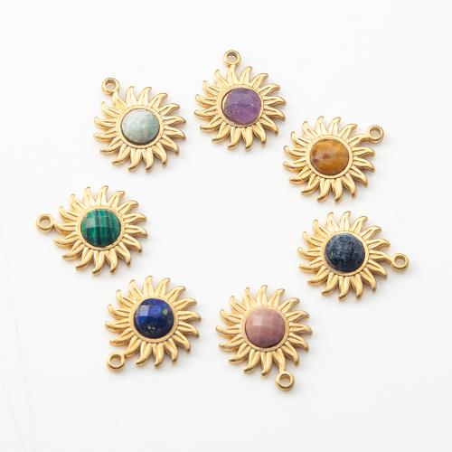 Gemstone Pendants Jewelry with 304 Stainless Steel DIY Sold By PC