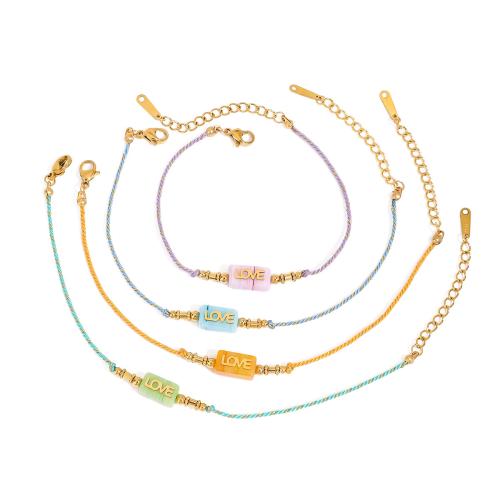 Fashion Stainless Steel Jewelry Sets 304 Stainless Steel with Cotton Thread & Stone 18K gold plated fashion jewelry & for woman Sold By PC