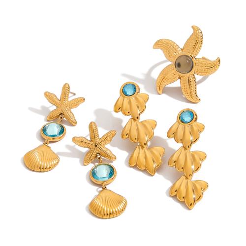 Fashion Stainless Steel Jewelry Sets 304 Stainless Steel with Glass 18K gold plated fashion jewelry & for woman Sold By PC