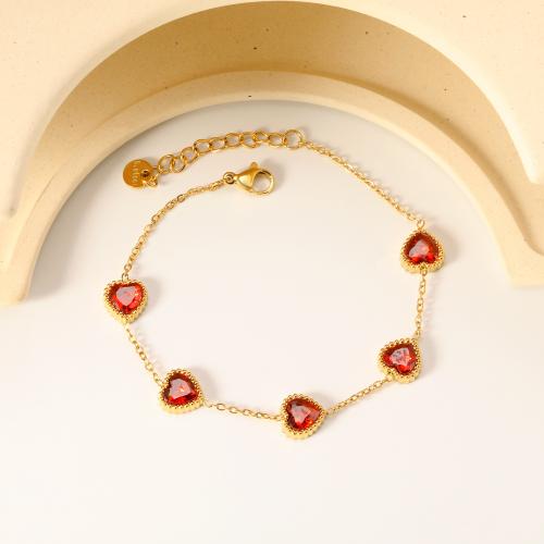 Bracciale gioielli in acciaio inossidabile, 304 acciaio inox, with cubico zircone, placcato color oro, gioielli di moda & per la donna, nessuno, Venduto da PC