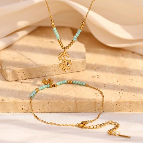 Conjuntos de jóias de aço inoxidável, Aço inoxidável 304, with Pedra natural, 18K banhado a ouro, joias de moda & Vario tipos a sua escolha & para mulher, vendido por PC