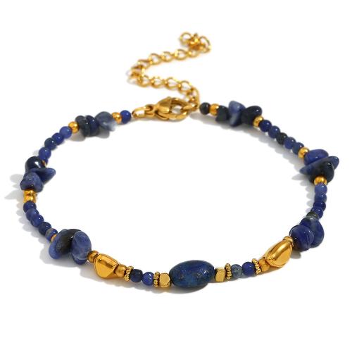 Stainless Steel Jewelry Bracelet 316L Stainless Steel with Natural Stone 18K gold plated fashion jewelry & for woman Sold By PC