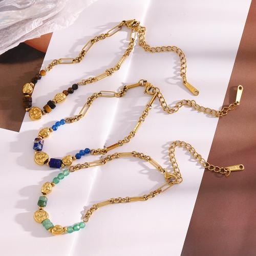 Stainless Steel Jewelry Bracelet 316L Stainless Steel with Natural Stone 18K gold plated fashion jewelry & for woman Sold By PC