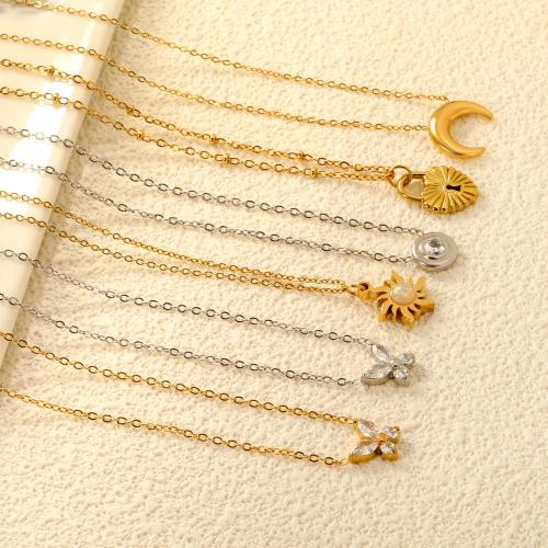 Collana in acciaio inossidabile, 304 acciaio inox, placcato, stili diversi per la scelta & per la donna & con strass, Venduto da PC