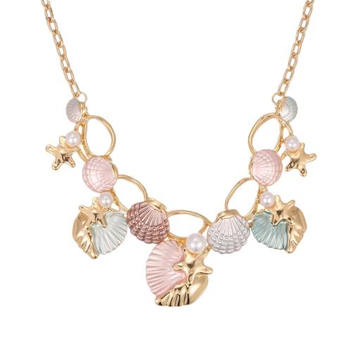 Zinc Alloy smykker halskæde, med Plastic Pearl, med 7 extender kæde, for kvinde & emalje & hule, flere farver til valg, Længde Ca. 42 , Solgt af PC