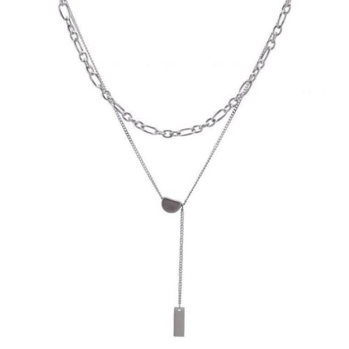 Colar de jóias de aço inoxidável, Partículas de aço, with 5cm extender chain, joias de moda & para mulher, comprimento 45 cm, vendido por PC