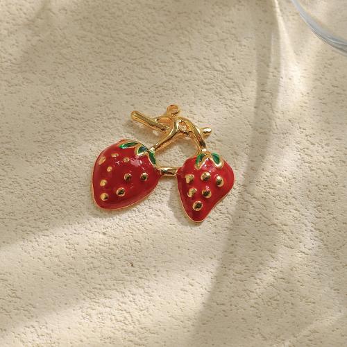 Stainless Steel Pendants 304 Stainless Steel Strawberry gold color plated DIY & enamel Sold By PC