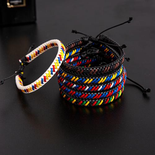 PU Leather Bracelet with Wax Cord fashion jewelry & Unisex Random Color Length Approx 8 Inch Sold By PC
