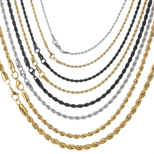 Rustfrit stål Rope Chain, 304 rustfrit stål, forgyldt, Fransk reb kæde & forskellig størrelse for valg & for mennesket, flere farver til valg, Solgt af PC