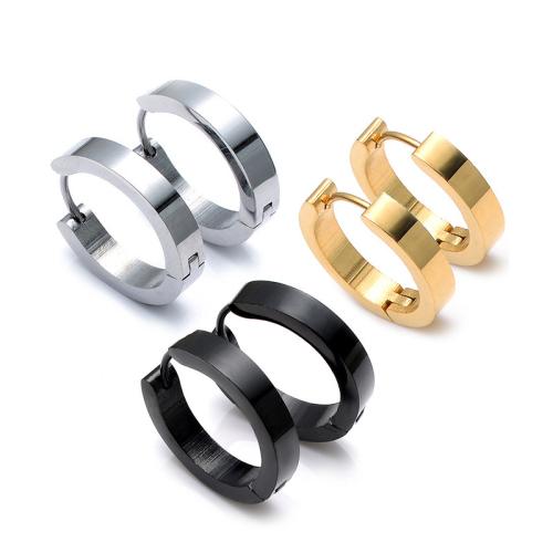 Titan Stål Huggie Hoop Earring, plated, mode smycken & för kvinna, fler färger för val, 4x12mm, Säljs av Par