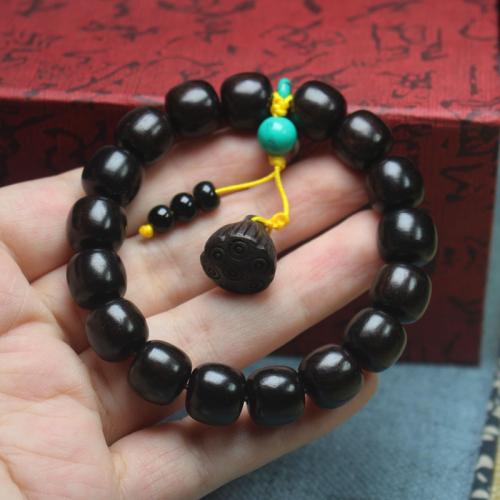 Schwarz Sandelholz Armband, Lotos Seedpod, unisex, beads length 12mm, Länge ca. 6-8 ZollInch, verkauft von PC