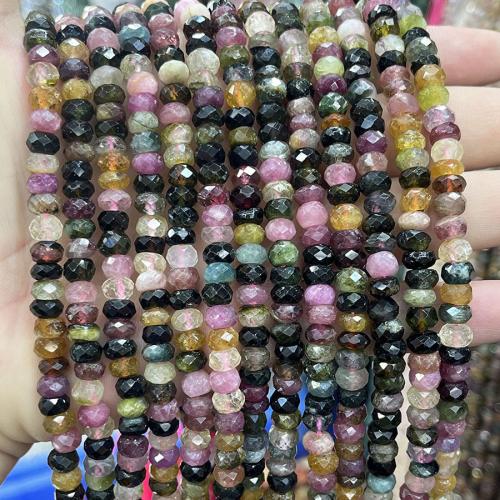 Koraliki z kameniem szlachetnym, Turmalin, DIY, wielokolorowy, 4x6mm, sprzedawane na 38 cm Strand