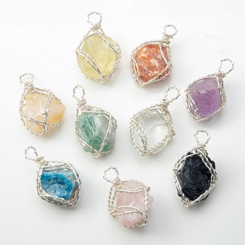 Colgantes de Gemas, Piedras preciosas, con metal, Bricolaje, más colores para la opción, 21x15.50x38mm, Vendido por UD