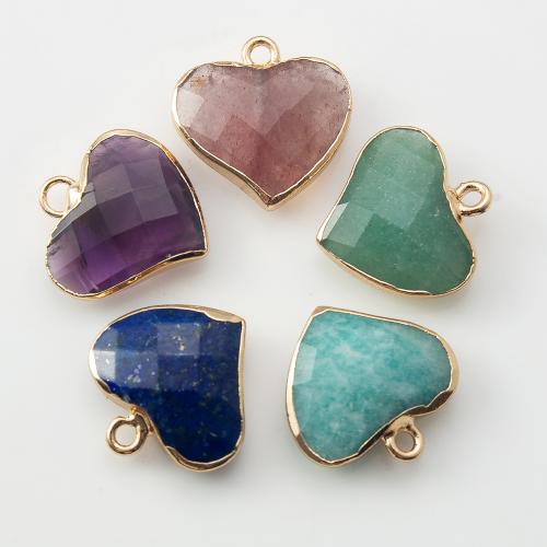 Gemstone Pendants Jewelry, with Brass, Heart, DIY, more colors for choice, 17x6.20x17.50mm, Sold By PC