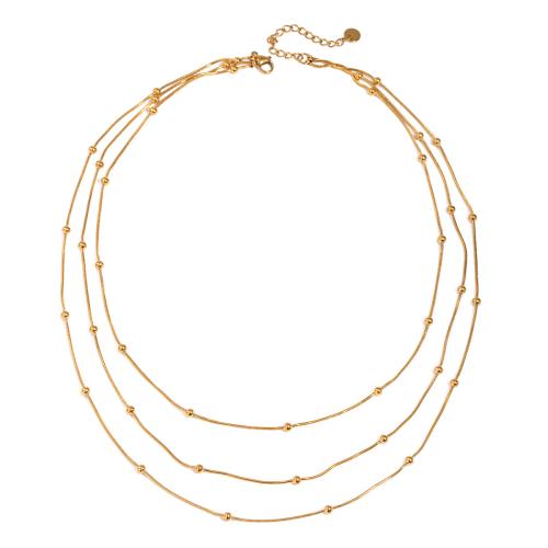 Mode-Multi-Layer-Halskette, 304 Edelstahl, plattiert, Modeschmuck & verschiedene Stile für Wahl & für Frau, goldfarben, verkauft von PC