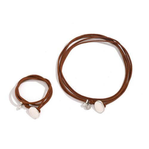 Jewelry Sets Velveteen with Zinc Alloy plated fashion jewelry & multilayer & for woman The length of the necklace is approximately 80cm. The bracelet is approximately 35cm in length Sold By PC