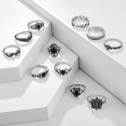 Zinc Alloy Finger Ring with Gemstone fashion jewelry & with rhinestone mixed colors aboutuff1a15-20mm Sold By Set