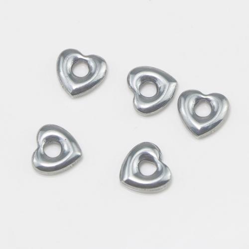 Rustfrit stål Heart Vedhæng, 304 rustfrit stål, sølvfarvet forgyldt, du kan DIY, sølv, 3mm, Solgt af PC