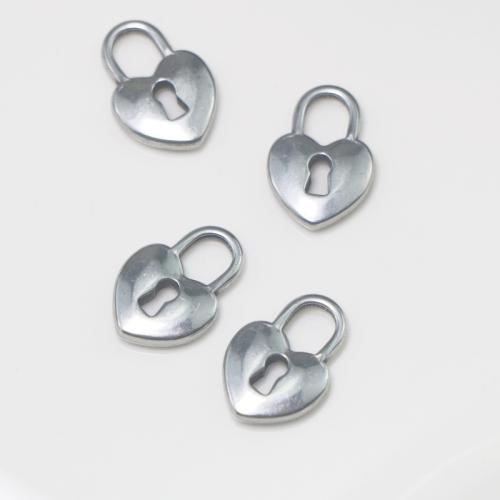 Rustfrit stål Heart Vedhæng, 304 rustfrit stål, sølvfarvet forgyldt, du kan DIY, sølv, 3mm, Solgt af PC