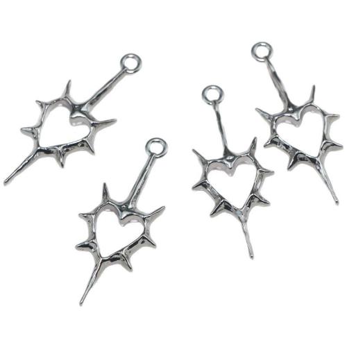 Cink Alloy srca Privjesci, Srce, srebrne boje pozlaćen, možete DIY, srebro, 5mm, Prodano By PC