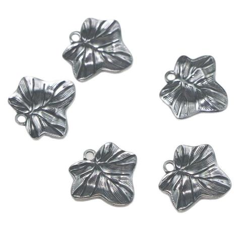 Rostfritt stål Smycken Hängen, 304 rostfritt stål, Leaf, silver pläterad, DIY, silver, 2mm, Säljs av PC