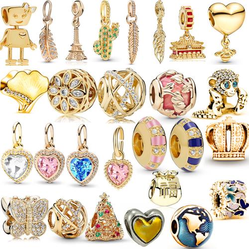 Zinklegering European Beads, Zinc Alloy, plated, DIY & verschillende stijlen voor de keuze & glazuur & met strass, beads length 4-50mm, Verkocht door PC