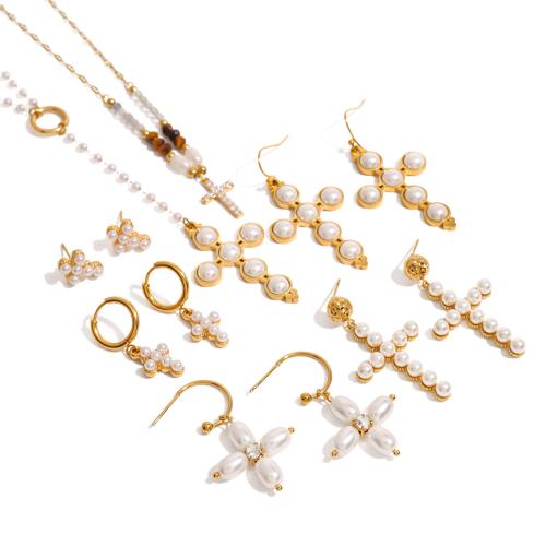 Roestvrij staal sieraden sets, 304 roestvrij staal, met Plastic Pearl, plated, mode sieraden & verschillende stijlen voor de keuze & voor vrouw, Verkocht door PC