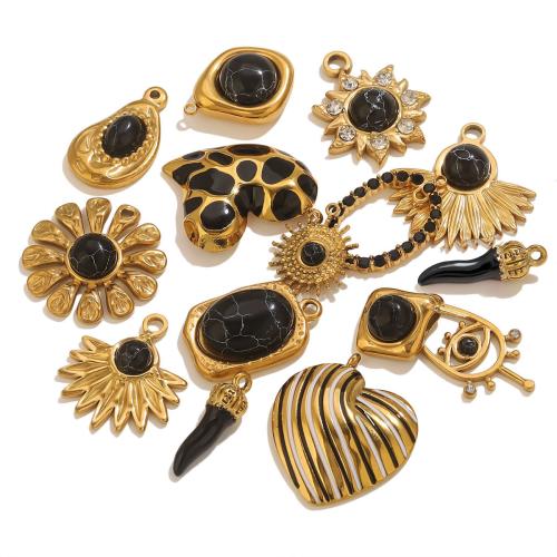 Bijoux Pendentifs en pierres gemmes, Acier inoxydable 304, avec Pierre naturelle, Placage de couleur d'or, DIY & styles différents pour le choix & émail, Vendu par PC