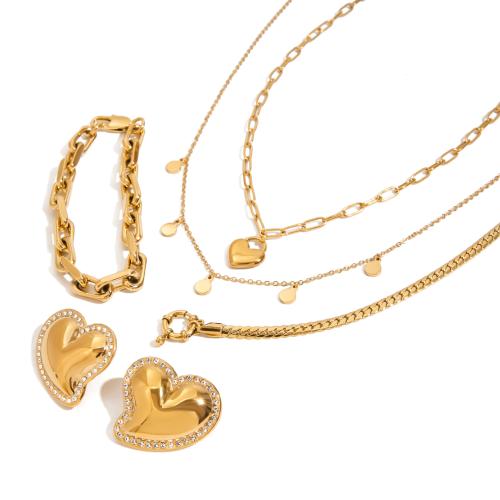 Set di gioielli in acciaio inox, 304 acciaio inox, placcato, gioielli di moda & stili diversi per la scelta & per la donna, dorato, Venduto da PC