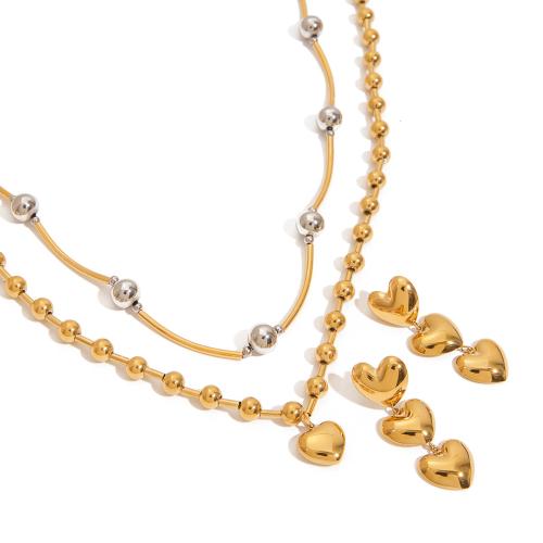 Roestvrij staal sieraden sets, 304 roestvrij staal, plated, mode sieraden & verschillende stijlen voor de keuze & voor vrouw, gouden, Verkocht door PC