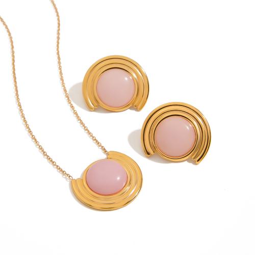 Fashion Stainless Steel Jewelry Sets 304 Stainless Steel with Resin plated fashion jewelry & for woman golden Sold By PC