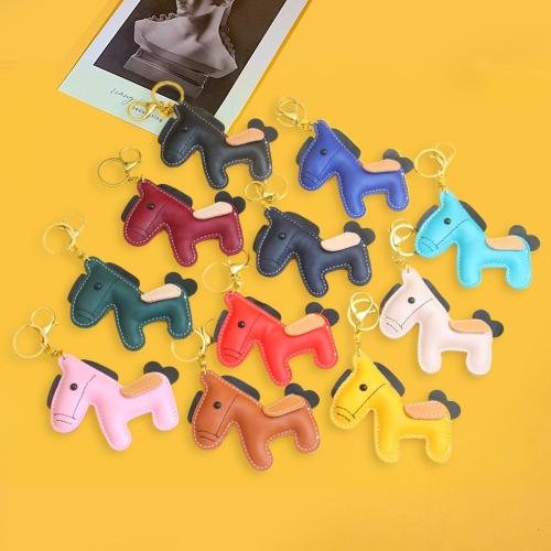 Key Chain, Cink Alloy, s PU, Konj, možete DIY & bez spolne razlike, više boja za izbor, Prodano By PC