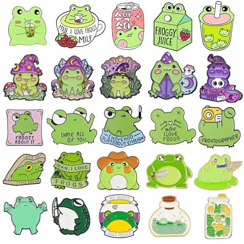 alliage de zinc broche, grenouille, vernis au four, unisexe & styles différents pour le choix & émail, brooch length 20-30mm, Vendu par PC