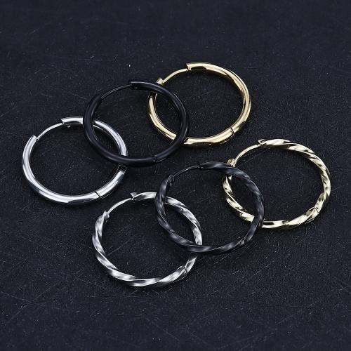 Mens Stainless Steel Hoop Earring, 304 rustfrit stål, forgyldt, mode smykker & forskellige stilarter for valg & for kvinde, flere farver til valg, 2pc'er/Bag, Solgt af Bag