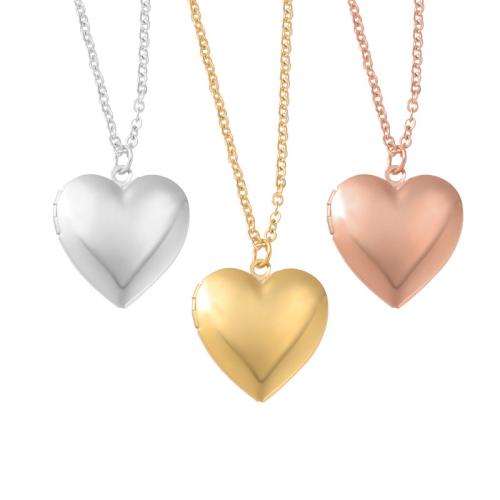 Locket collana di modo, 304 acciaio inox, Cuore, placcato, può aprire e mettere in qualcosa & gioielli di moda & unisex, nessuno, Venduto da PC