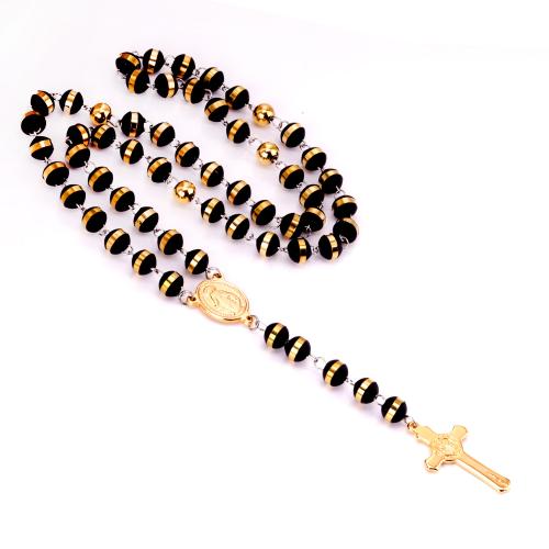 Natural Gemstone Necklace 304 Stainless Steel with Black Stone gold color plated fashion jewelry & Unisex Sold By PC