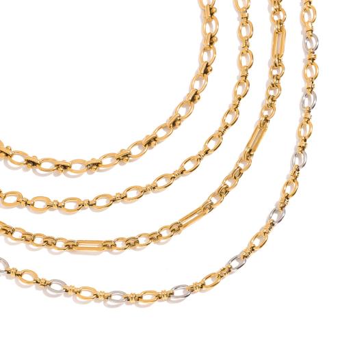 Stainless Steel Chain halskæde, 304 rustfrit stål, 18K forgyldt, mode smykker & forskellige stilarter for valg & for kvinde, Solgt af PC