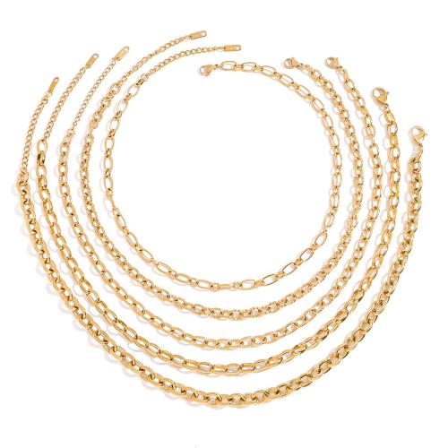 Stainless Steel Chain halskæde, 304 rustfrit stål, 18K forgyldt, mode smykker & forskellige stilarter for valg & for kvinde, Solgt af PC