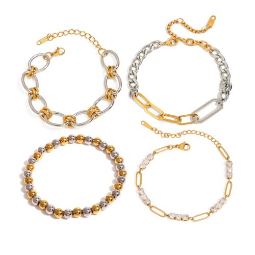 Bijoux bracelet en acier inoxydable, Acier inoxydable 304, Placage, styles différents pour le choix & pour femme & deux tons, Vendu par PC