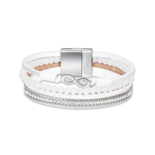 PU cavo bracciali, with cristallo & lega in zinco, multistrato & per la donna & con strass, nessuno, Lunghezza 19.5 cm, Venduto da PC