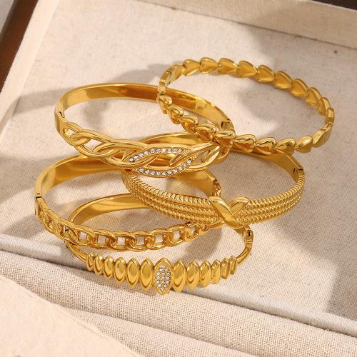 Bracelet en acier inoxydable, Acier inoxydable 304, Placage, styles différents pour le choix & pour femme & avec strass & creux, plus de couleurs à choisir, Vendu par PC