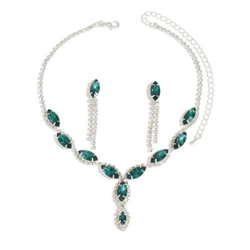 Parures de bijoux strass, avec verre, Placage, 2 pièces & bijoux de mode & avec strass, plus de couleurs à choisir, Vendu par fixé
