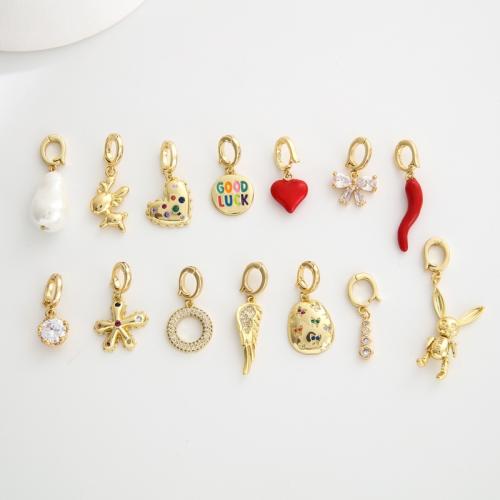 Brass Nakit Privjesci, Mesing, zlatna boja pozlaćen, nasumično poslano & možete DIY & micro utrti kubni cirkonij & emajl, pendant length 25-50mm, Prodano By PC