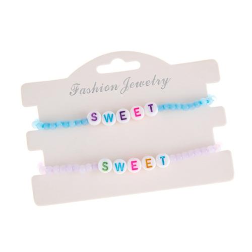verre Set de bracelet, avec Acrylique, fait à la main, unisexe & avec le motif de lettre, Couleur aléatoire, Longueur Environ 7 pouce, Vendu par fixé